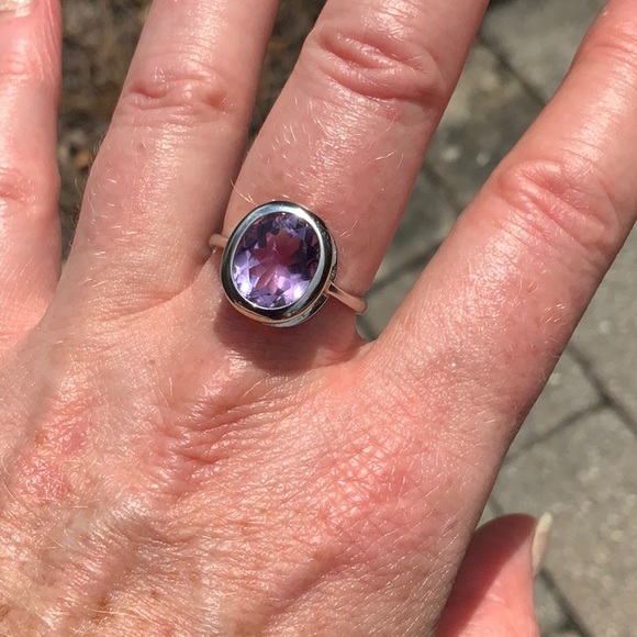 FACETED AMETHYST 925 STERLING SILVER RING, SIZE 8.5 - Picture 5 of 6